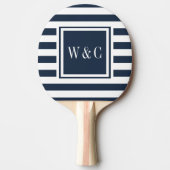 Raquette De Ping Pong Initiales Monogrammes Nay Bleu Blancs (Devant)