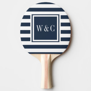 Raquette De Ping Pong Initiales Monogrammes Nay Bleu Blancs