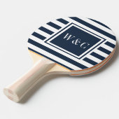Raquette De Ping Pong Initiales Monogrammes Nay Bleu Blancs (Devant Angle)