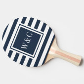 Raquette De Ping Pong Initiales Monogrammes Nay Bleu Blancs (Côté)