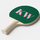 Raquette De Ping Pong Initiales personnalisées rose vert monogramme mode (Devant Angle)