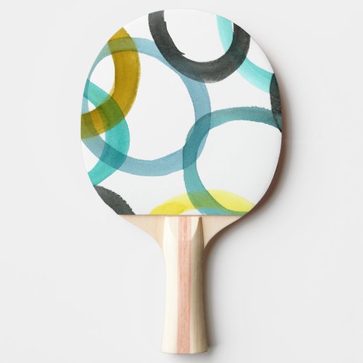 Raquette De Ping Pong Interverrouillage des cercles jaunes et bleus (Devant)