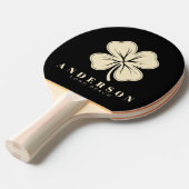 Raquette De Ping Pong Irlandais Lucky Four Leaf Clover avec nom noir (Devant Angle)