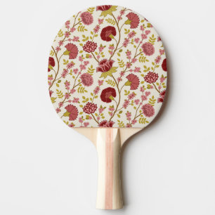 Raquette De Ping Pong Jacobean Floral Grand Motif Reds Pinks Gold Creme