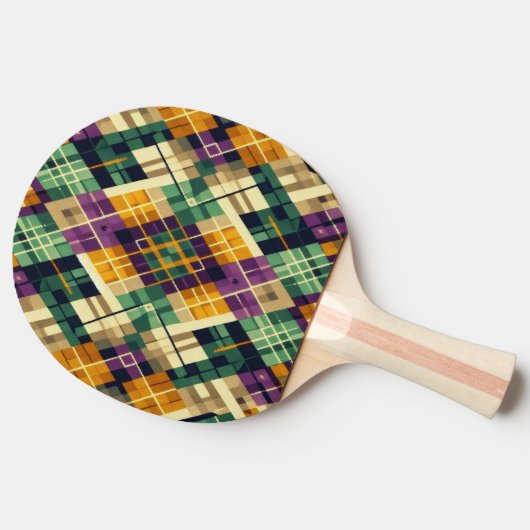 Raquette De Ping Pong Jacquard Mardi Gras jaune violet vert (Côté)