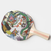 Raquette De Ping Pong Jade Dragon et Gold Phoenix jouant avec une perle  (Côté)
