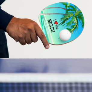 Raquette De Ping Pong J'aime la plage, bleu tropical