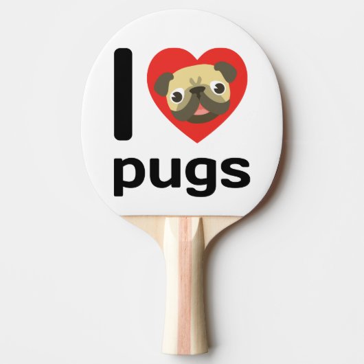 Raquette De Ping Pong J'aime les carlins (Devant)