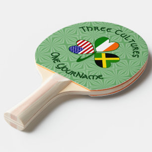 Raquette De Ping Pong Jamaïque irlandais Etats-Unis drapeaux Shamrock pe