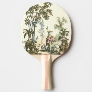 Raquette De Ping Pong Jardin asiatique avec femme et animaux