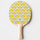 Raquette De Ping Pong Jardin Fleur Jaune Retro Motif (Devant)