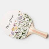 Raquette De Ping Pong Jardin Fleur sauvage de l'aquarelle monogramme (Côté)