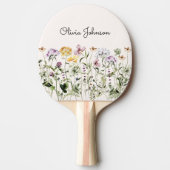 Raquette De Ping Pong Jardin Fleur sauvage de l'aquarelle monogramme (Devant)