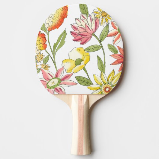 Raquette De Ping Pong Jardin fleuri avec Arrière - plan blanc (Devant)