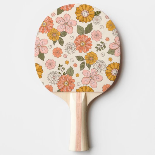 Raquette De Ping Pong Jardin rose et orange Motif (Devant)