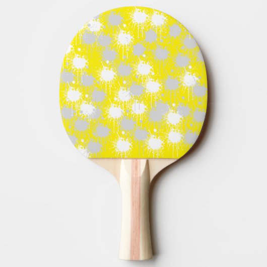 Raquette De Ping Pong Jaune, blanc Argent Blush Abstrait (Dos)