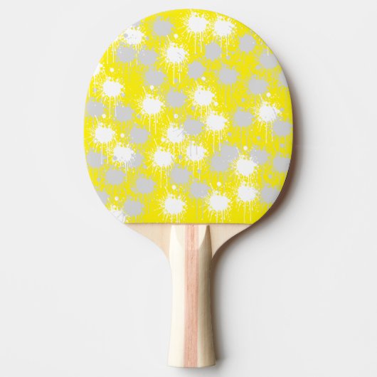 Raquette De Ping Pong Jaune, blanc Argent Blush Abstrait (Devant)