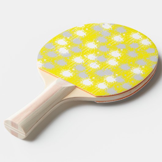 Raquette De Ping Pong Jaune, blanc Argent Blush Abstrait (Devant Angle)