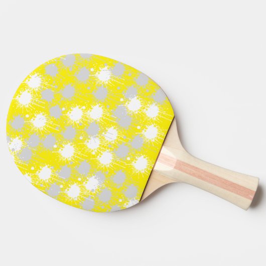 Raquette De Ping Pong Jaune, blanc Argent Blush Abstrait (Côté)