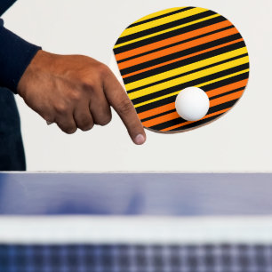 Raquette De Ping Pong Jaune et orange rayures verticales noires