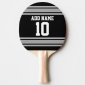 Raquette De Ping Pong Jersey Sport Argent Noir avec votre nom et numéro (Devant)