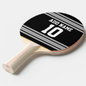 Raquette De Ping Pong Jersey Sport Argent Noir avec votre nom et numéro (Devant Angle)