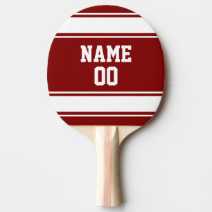 Raquette De Ping Pong Jersey Style Maroon et Blanc Personnalisé
