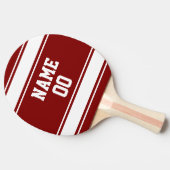 Raquette De Ping Pong Jersey Style Maroon et Blanc Personnalisé (Côté)