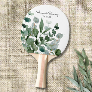 Raquette De Ping Pong Jeu de mariage élégant et stylé à l'aquarelle avec