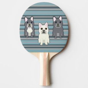 Raquette De Ping Pong Joli Bouledogue Français rayé bleu
