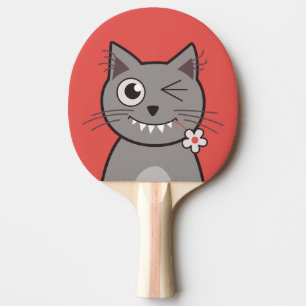 Raquette De Ping Pong Joli chat Winking Cartoon Kitty