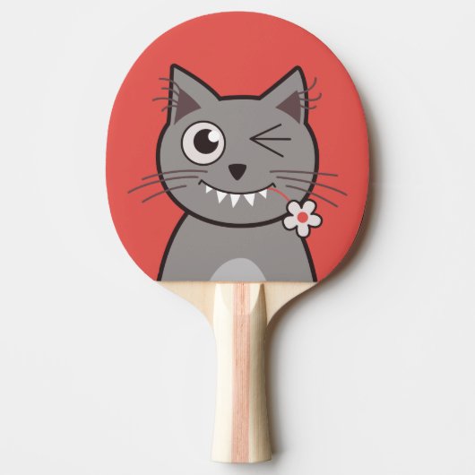 Raquette De Ping Pong Joli chat Winking Cartoon Kitty (Devant)