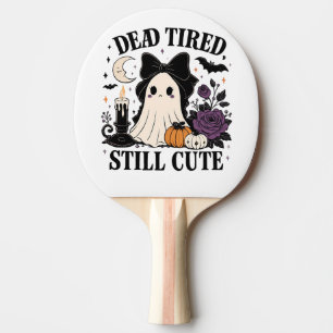 Raquette De Ping Pong Joli fantôme coquette d'Halloween avec un nœud