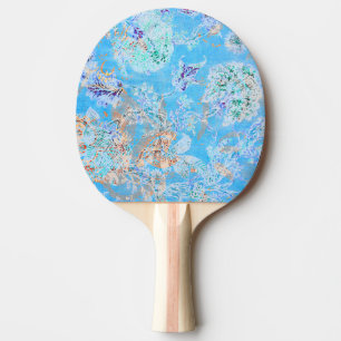 Raquette De Ping Pong Joli floral pastel bleu