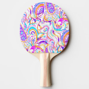 Raquette De Ping Pong Joli motif paisley coloré blanc mignon