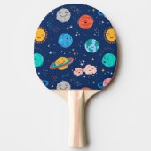 Raquette De Ping Pong Joli Motif Planète Souriante (Devant)