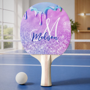 Raquette De Ping Pong Joli ombre violet rose licorne pailletée monogramm