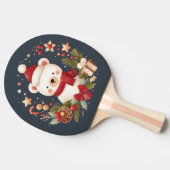 Raquette De Ping Pong Joli ours de Noël/d'hiver en couronne (Côté)