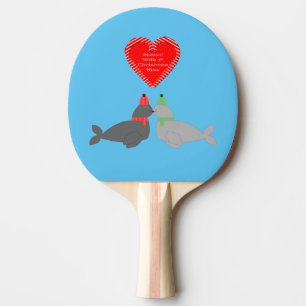 Raquette De Ping Pong Joli Seals de baiser de Noël