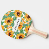 Raquette De Ping Pong Joli tournesol Jaune et Motif vert (Côté)