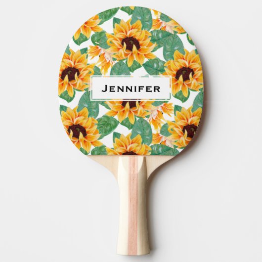 Raquette De Ping Pong Joli tournesol Jaune et Motif vert (Devant)