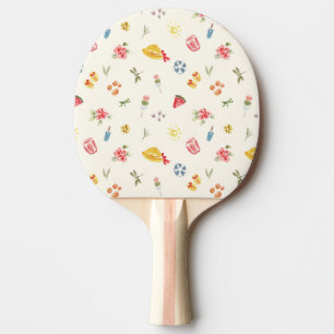 Raquette De Ping Pong Jolie aquarelle d'été : pastèque, dango et soleil