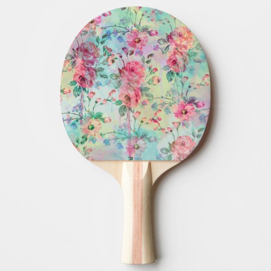 Raquette De Ping Pong Jolie peinture rose florale (Devant)