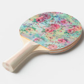 Raquette De Ping Pong Jolie peinture rose florale (Devant Angle)