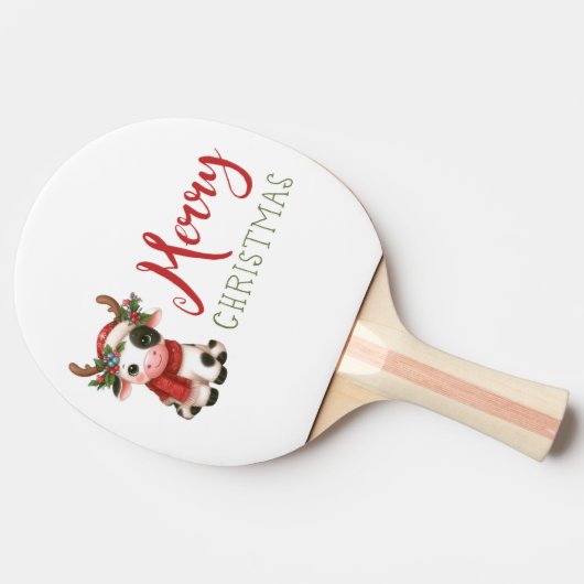 Raquette De Ping Pong Jolie vache de Noël mignonne (Côté)