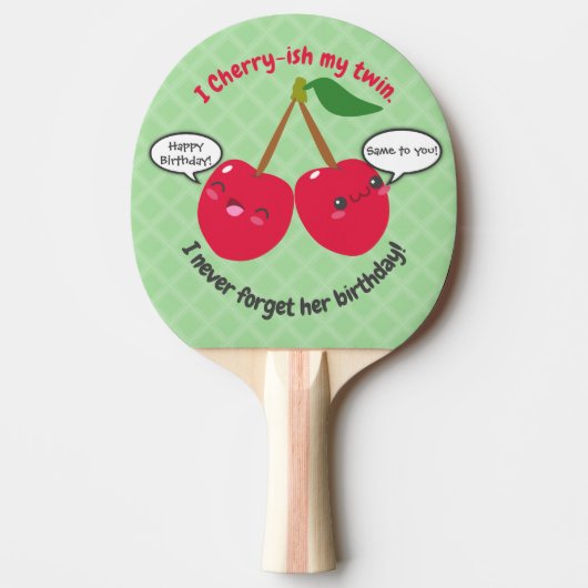 Raquette De Ping Pong Jote Red Cherry Kawaii Twins Anniversaire (Devant)