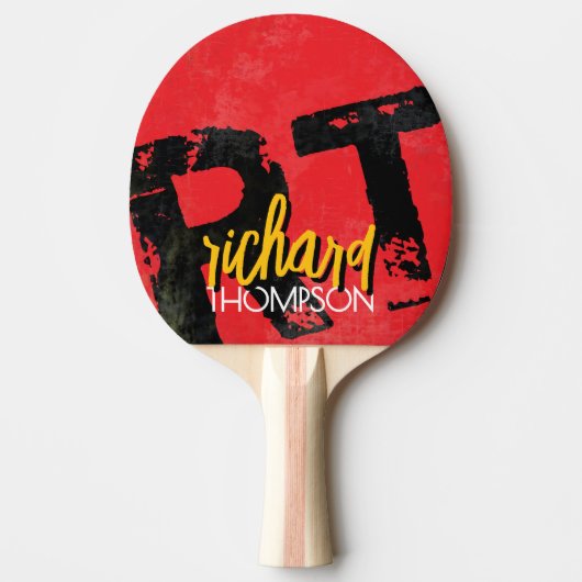 Raquette De Ping Pong Joueur cool Monogramme (nom et initiales) vieilli (Devant)