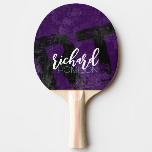 Raquette De Ping Pong Joueur cool Monogramme (nom et initiales) violet v