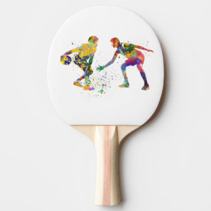 Raquette De Ping Pong Joueur de basket-ball en aquarelle