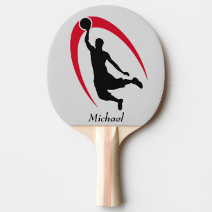 Raquette De Ping Pong Joueur de basket rouge noir personnalisé